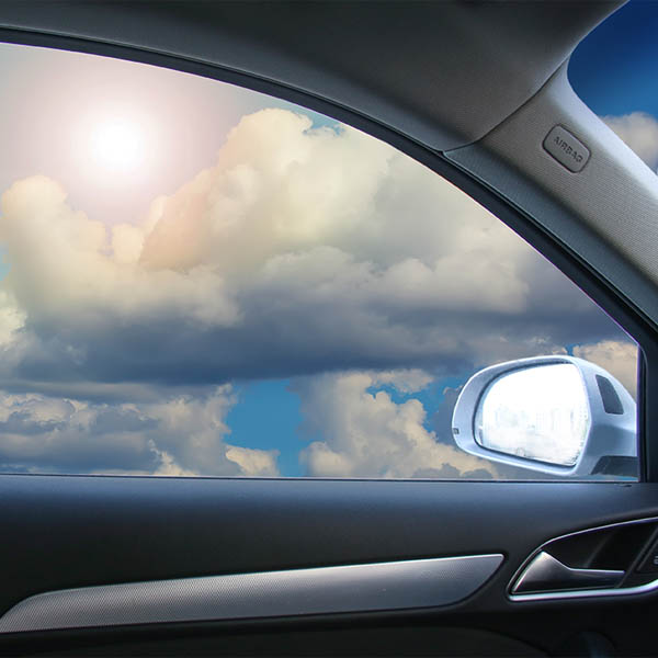 tinted window from the inside of a car